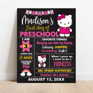 EDITABLE First or Last day of school sign, Girl Back to school photo prop, Any Grade Kindergarten Preschool, Digital Printable Template S015