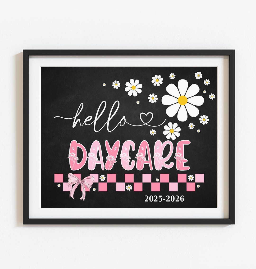Pink Bow Daisy First Day of Daycare Printable Sign, Girls Back to ...