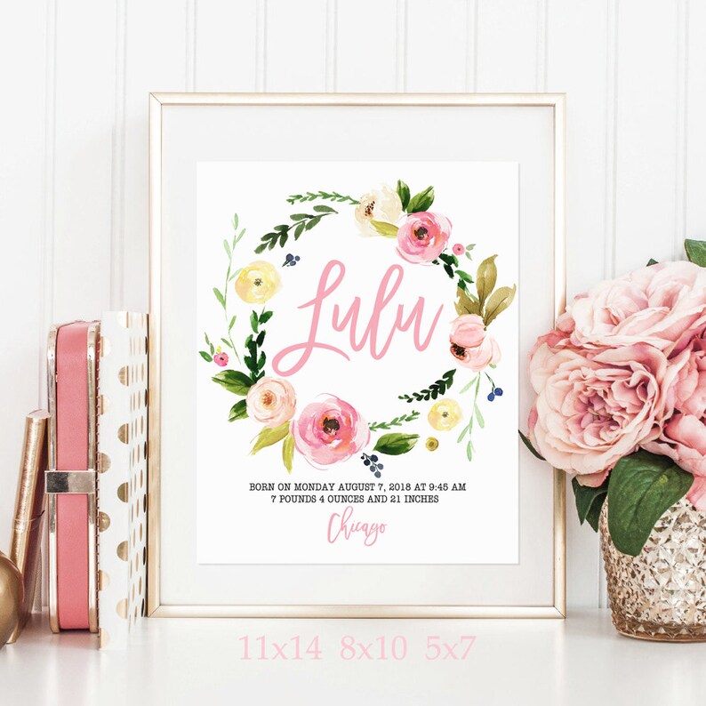 Birth Announcement Sign Baby Girl Birth Stats Wall Art Etsy Canada