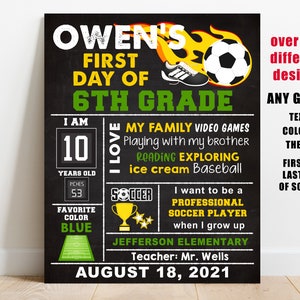 Soccer First Day of School Sign Printable, Boy Back to School ...