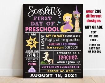 Boho Rainbow First Day of School Sign Printable Girl Back to - Etsy