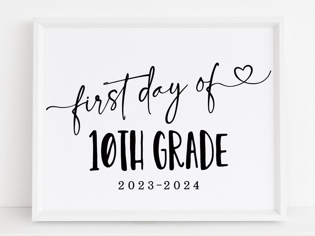 Minimalist Modern First Day of 10th Grade Printable Sign Back - Etsy