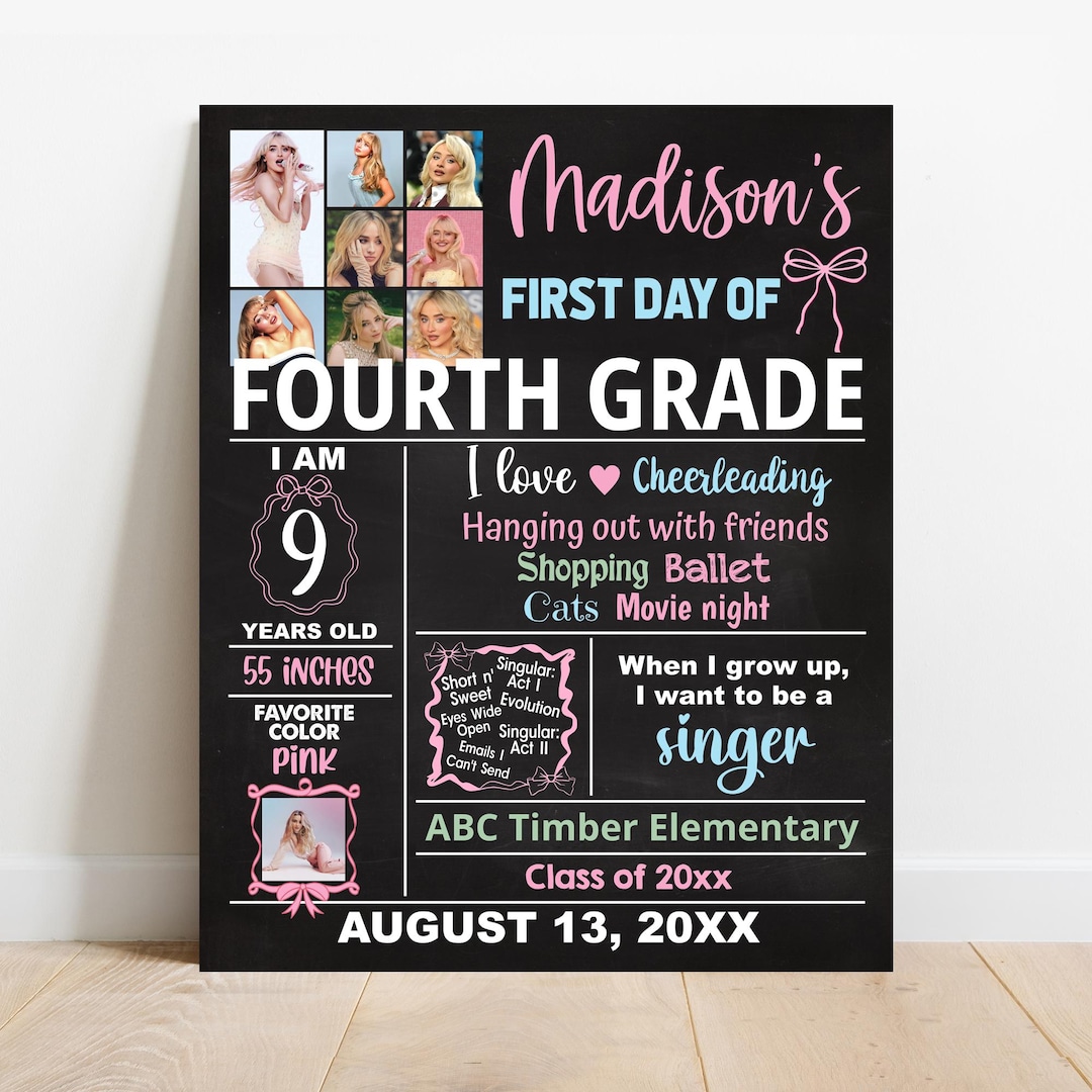 First Or EDITABLE First or Last Day of School Sign, Girl Any Grade Back to ...