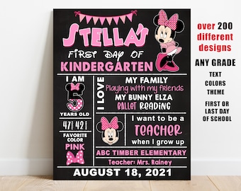 Girls First or Last day of school sign printable, back to school chalkboard Any Grade, 1st day of kindergarten, preschool, prek digital file