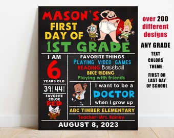 First or Last day of school sign printable, kids back to school chalkboard, 1st day of Any Grade board, preschool, kindergarten, digital