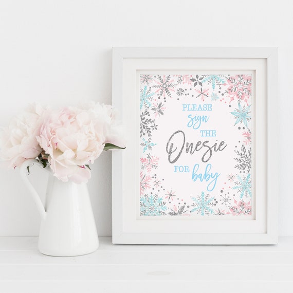 Please Sign the Onesie for Baby Sign Printable, Winter Onederland