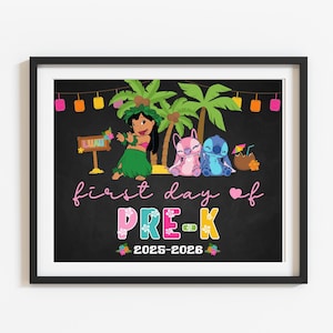 First day of pre-k printable sign, Girl Chalkboard Back to school photo prop 2025-2026, prek, Instant download, Digital file FD8