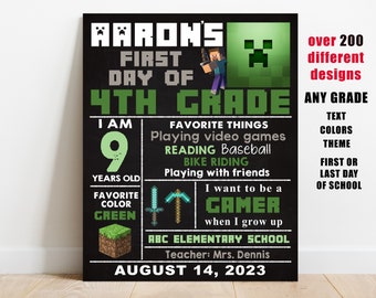 Video Game First or Last day of school sign printable, gamer back to school chalkboard, Any Grade, 1st day of kindergarten, digital file