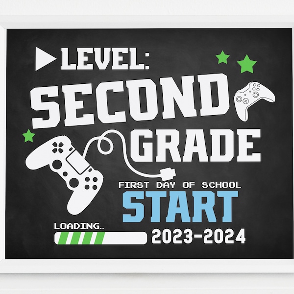 First day of 2nd grade sign printable, Back to school photo prop 2023, Gamer 1st day of 2nd grade sign, second, Video game, Instant download