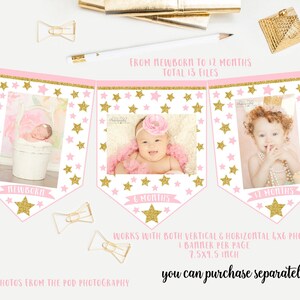 Twinkle twinkle little star first birthday invitation, Pink and gold girl 1st birthday invite, thank you card, photo invitation image 6