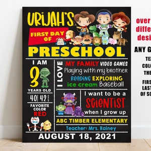 First day of school sign printable, back to school chalkboard poster, 1st day of school photo prop kindergarten preschool pre-, 2 3 4 grade