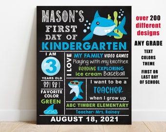 Shark First day of school sign printable, boy back to school chalkboard, preschool, kindergarten, pre-k photo prop 1st 2nd 3rd 4th 5th grade