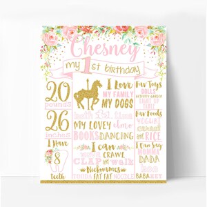 Carousel First birthday chalkboard sign, pink and gold birthday board, any age, white or chalkboard background, printable 003