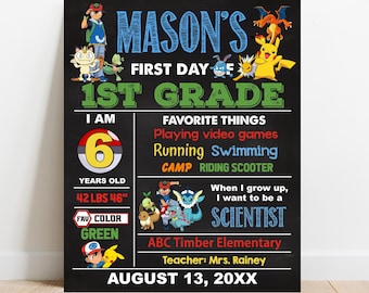 EDITABLE First or Last day of school sign printable, Any Grade Personalized Back to school chalkboard, Digital Printable Corjl Template S103