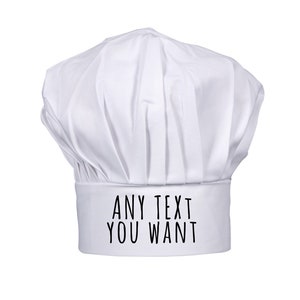 Gorro de chef personalizado impreso con cualquier texto que desees. Gorro de chef unisex. Gran regalo para esta Navidad. Haz un regalo aún mejor para el Día del Padre.