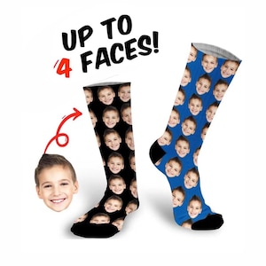 Kundenspezifische Gesichtssocken, die mit geliebten Gesicht gedruckt werden, bilden ein fantastisches einzigartiges personalisiertes Geschenk