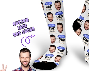 Custom Best Dad Ever Photo Socks Printed With Dad's Face Make A Fantastic Unique Gift