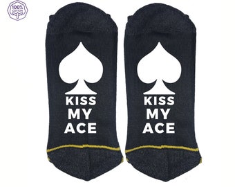 Kiss My Ace Funny Rude Socks Great gift idea Comes In Two Print Colours