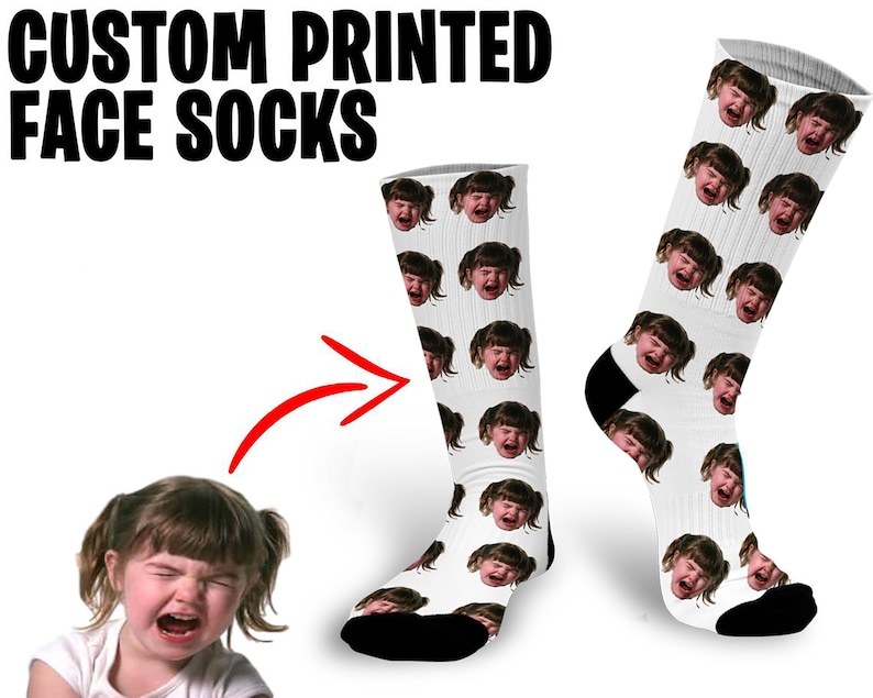 Custom Face Socks Printed With Loved Ones Face Make A Fantastic Unique Personalised Gift 画像 1