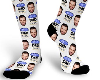Custom Best Dad Ever Photo Socks Printed With Dad's Face Make A Fantastic Unique Gift