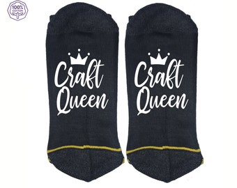 Craft Queen Funny  High Quality Vinyl Printed 100% Cotton Socks Make A Great Gift For any Crafter