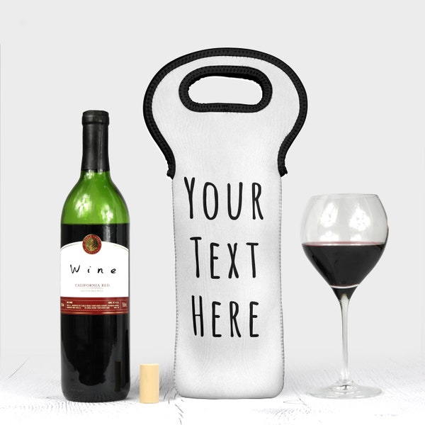 Custom Text Insulated Wine Cooler Neoprene Tote Bag With Your Personalisation Comes In Multiple Colours Perfect Gift Idea for Hostess