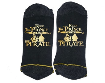 Keep The Prince I'll Take The Pirate OUAT Socks Printed With High Quality Vinyl 100% Cotton Socks Make A Great Gift For Any Oncer