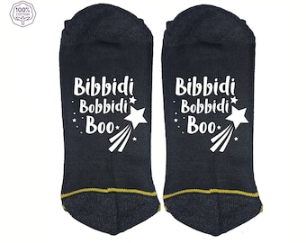 Bibbidi Bobbidi Boo High Quality Vinyl Printed 100% Cotton Socks Make A Great Gift