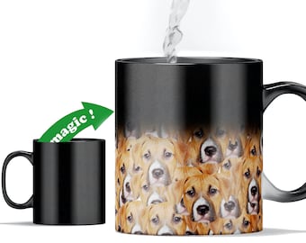 Colour Changing Custom Cat Or Dog Face Mash Coffee Mug  - The Design Reveals When Hot Make A  Unique Funny Gift  Idea