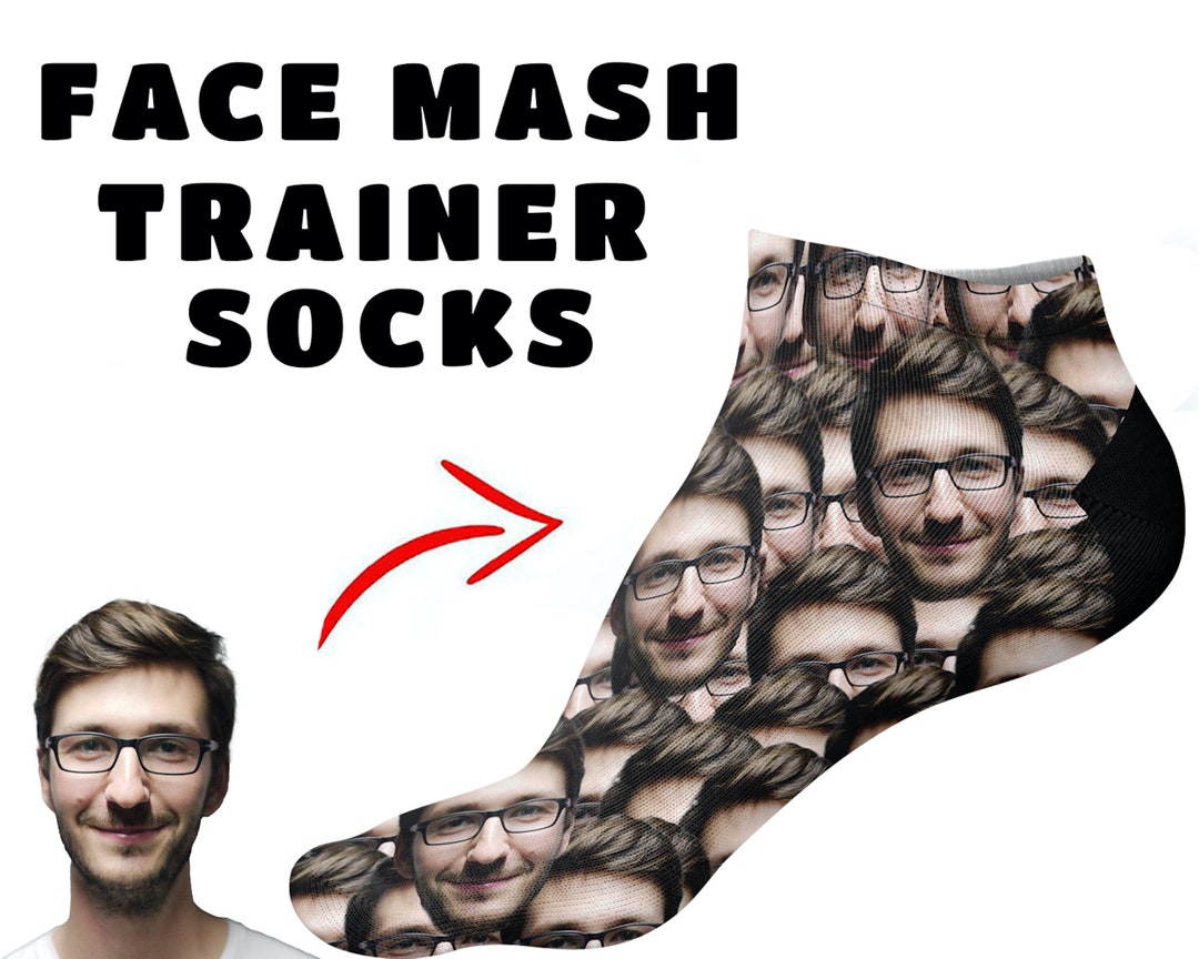 Personalised Face Mash Trainer Socks Printed With Loved Ones Face All