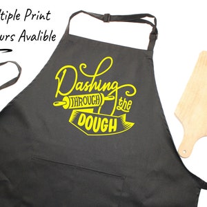 Dashing Through The Dough Christmas  Apron In Multiple Print Colours Style Print - Great Gift Idea Good Secret Santa Gag Gift Idea