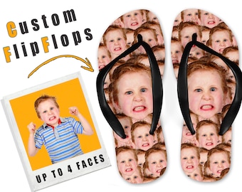 Personalized Flip Flops Design Your Own Customised Flip Flops, With Your Face Allover, Makes A Unique Funny Quirky Gift Idea