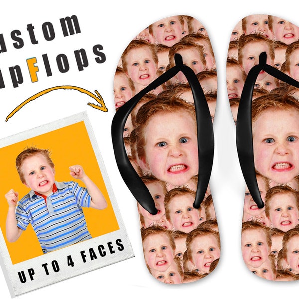 Personalized Flip Flops Design Your Own Customised Flip Flops, With Your Face Allover, Makes A Unique Funny Quirky Gift Idea