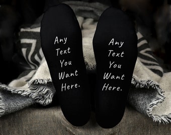 Trainer Socks Featuring Any Custom Message On Soles in Multiple Text Colours Make a Great Birthday Gift