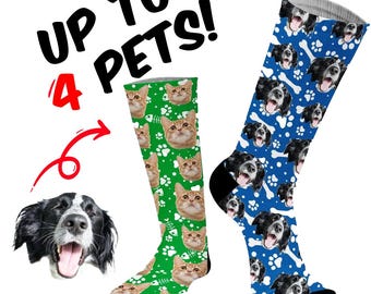 Personalised Pet Face Printed Socks Make A Great Gift For Any Dog Or Cat Owner Multiple Colours Available