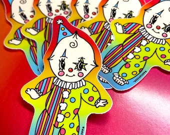 Kewpie Inspired Clown Vinyl Sticker