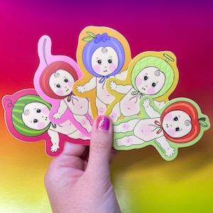 Fruit Kewpie Sonny Angel Inspired Matte Sticker | Cherry, Melon, Apple, Blueberry, Watermelon