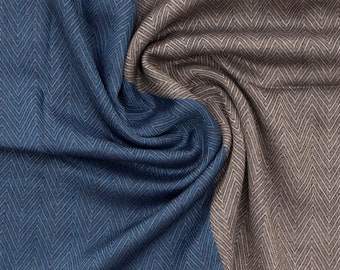 Luxurious Soft Men's Herringbone Blue & Black Wool Silk Scarf