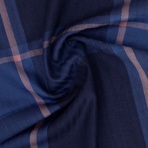 Luxe zachte heren blauw geruite wollen zijden sjaal