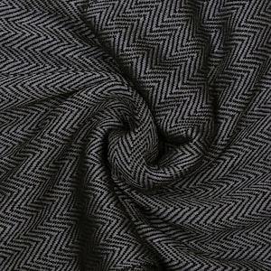 Luxurious Men&#39;s Grey & Black Herringbone Silk Wool Blend Scarf
