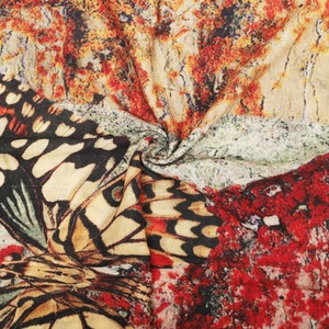 Women&#39;s Silk Wool Scarf With Butterfly Print