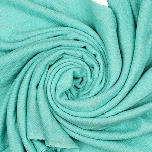 Elegant Handmade Sea Green Herringbone 100% Wool Cashmere Women&#39;s Scarf