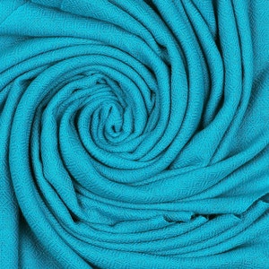 Elegant Handmade Teal Herringbone 100% Wool Cashmere Women&#39;s Scarf