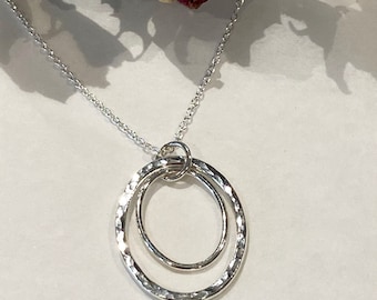 Sterling Silver Double Oval Pendant Necklace