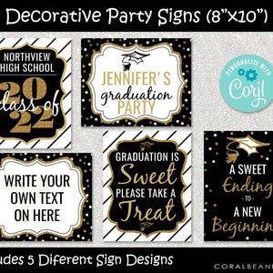 Black and Gold Editable Printable Graduation Party Decoration - Etsy