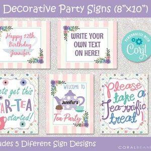 Tea Party Editable Printable Birthday Party Decoration - Etsy