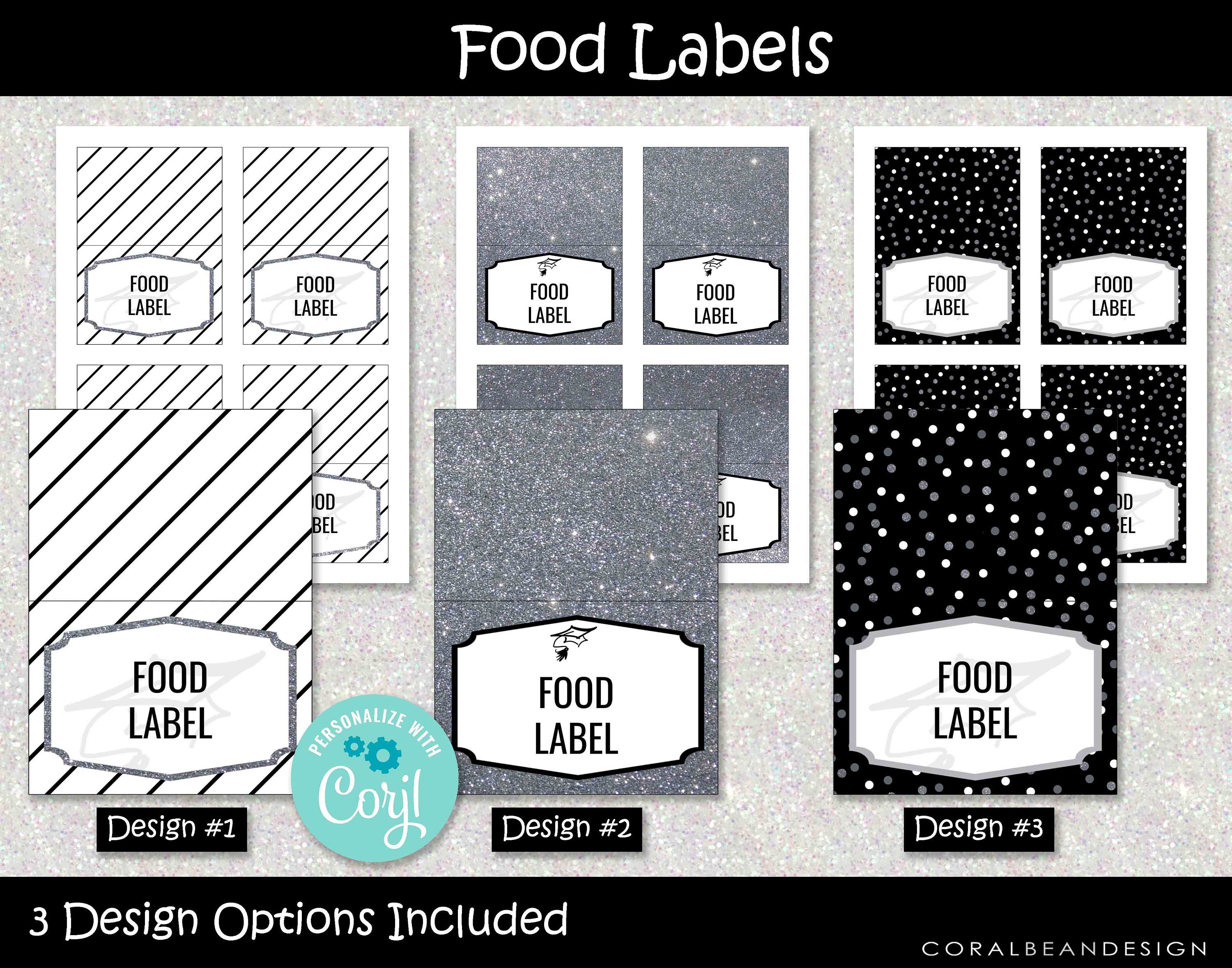 Black and Silver Editable Printable Graduation Party Decoration Package ...