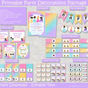 Princess Editable Printable Birthday Party Decorations Royal | Etsy