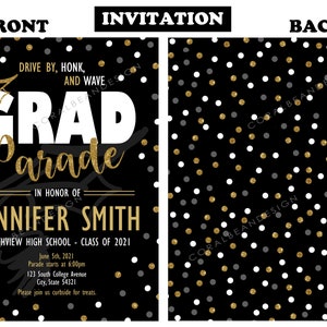 Black &amp; Gold Graduation Party Decorations Editable Printable | Etsy