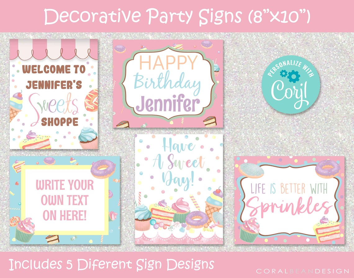 Sweets Editable Printable Birthday Party Signs, Candyland, Party ...